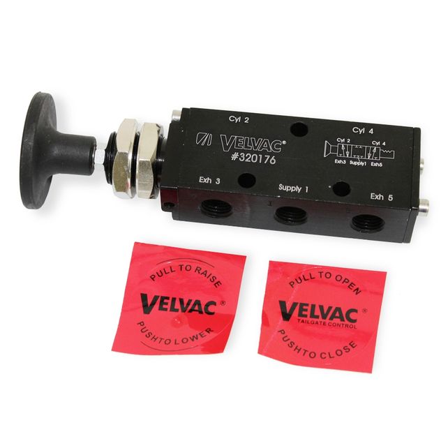 Velvac 320184 3-WAY MANUAL PUSH/PULL AIR VALVE w/PILOT RESET