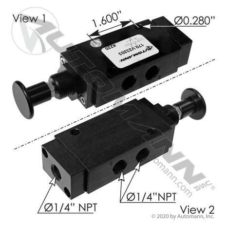 Automann 170.V23203 Push Pull Valve 3 Way Hendrickson Type — Great